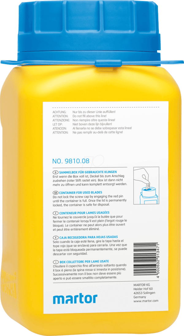 MARTOR 9810 - Sammelbox für gebrauchte Stahl- und Keramikklingen