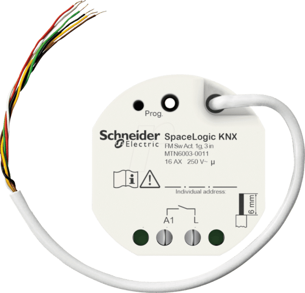 SE MTN6003-0011 - SpaceLogic KNX UP Schaltaktor 1-fach mit 3 Binäreingängen