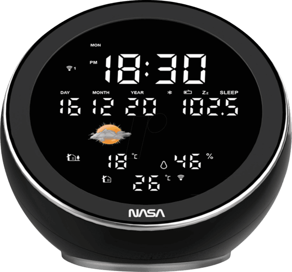 NASA WSP1500BK - Wetterstation mit 2 Außensensoren und Bluetooth Lautsprecher