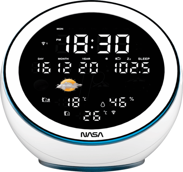 NASA WSP1500WH - Wetterstation mit 2 Außensensoren und Bluetooth Lautsprecher