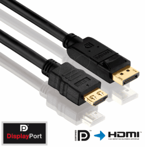 PURE PI5100-030 - DisplayPort Stecker auf HDMI A Stecker