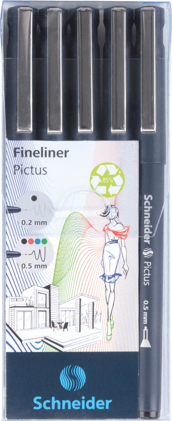 SCHNEIDER 197595 - Fineliner Pictus Etui 5 Stück