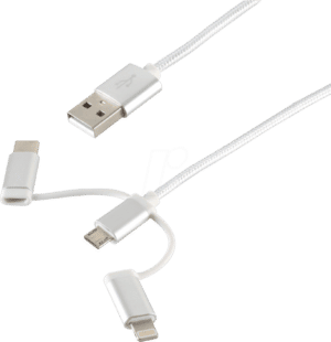 SHVP BS1450067 - USB 3in1 Ladekabel Micro B/Typ C/Lightning weiß 1m