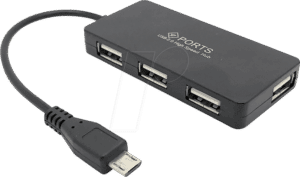 SERT 125150 - USB 2.0 4-port Micro USB OTG Hub schwarz