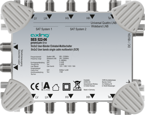 SES 522-06 - Einkabel-Multischalter II | 5 in 2 × 2