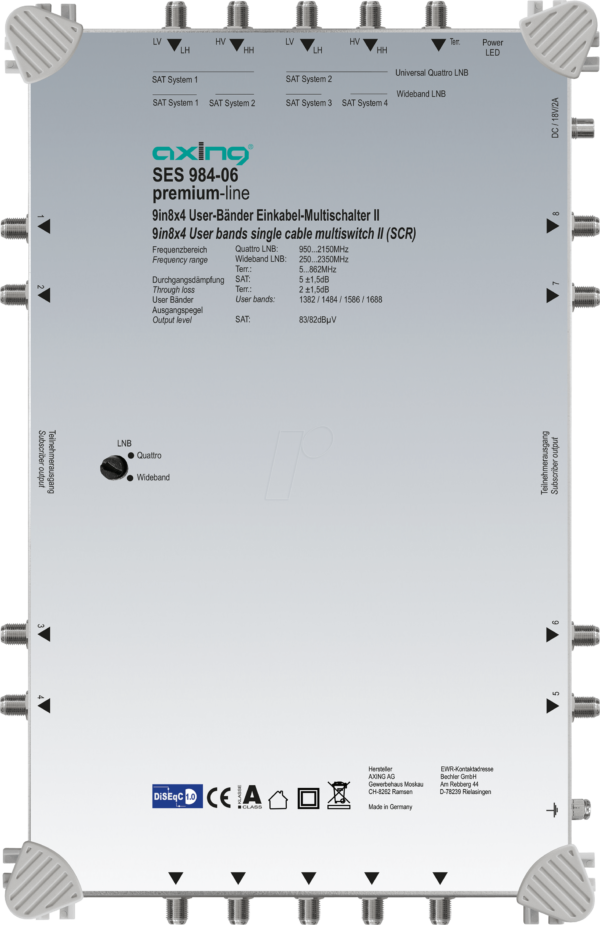 SES 984-06 - Einkabel-Multischalter II | 9 in 8 × 4