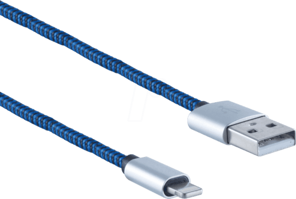 SHVP BS1450022 - USB-A-Stecker > Lightning  Stecker Nylon blau 2m