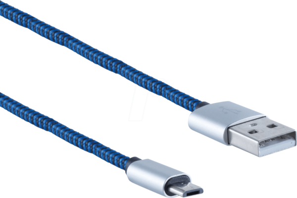 SHVP BS1450023 - USB-A-Stecker > USB MicroB Stecker Nylon blau 2m