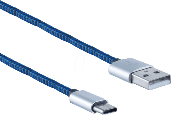 SHVP BS1450018 - USB-A-Stecker > USB Typ C Stecker Nylon blau 0