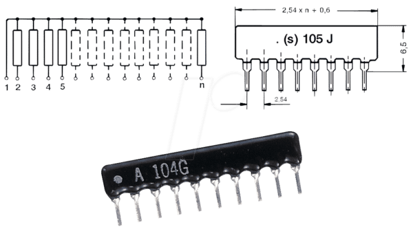 SIL 6-5 100K - Widerstandsnetzwerk