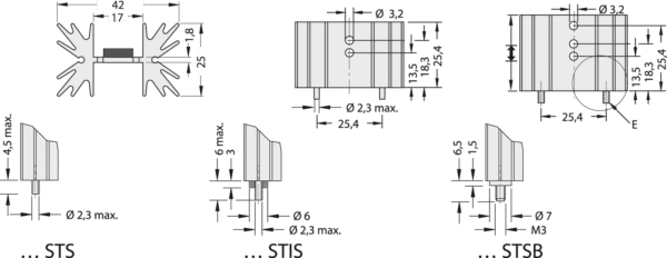 V SK 129-25 STS - Strangkühlkörper mit Lötstiften