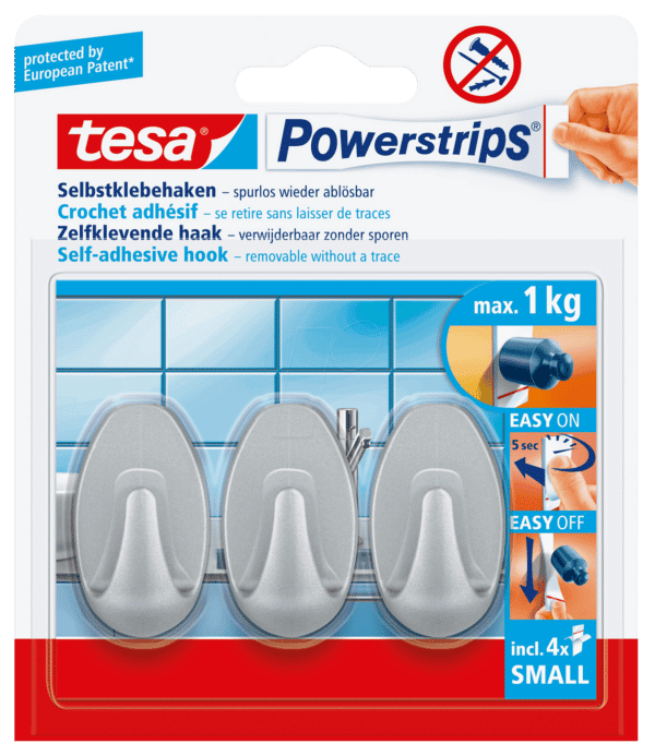 TESA 57519 - tesa® Powerstrips® Haken Oval matt-chrom