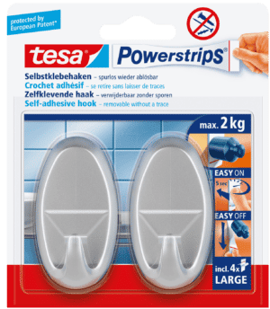 TESA 58063 - tesa® Powerstrips® Haken Large Oval matt-chrom