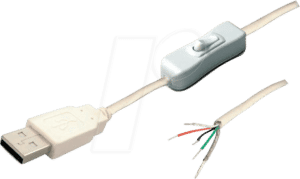 USB-A 10080119 - USB Kabel 2.0 A-Stecker mit Schalter weiß
