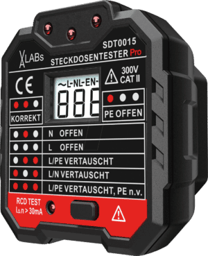 VAL SDT0015 - Steckdosentester mit RCD-Prüfung und LCD