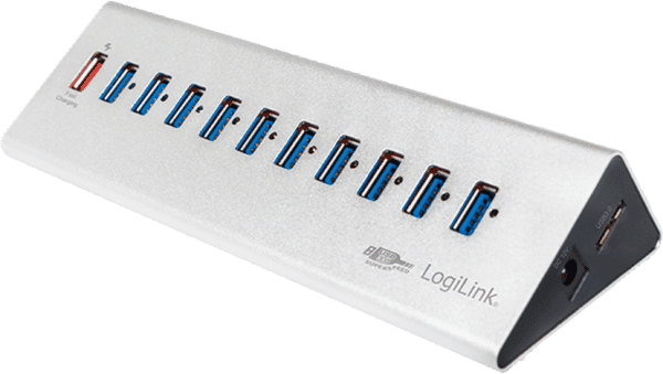 LOGILINK UA0229 - ALUMINIUM USB 3.0 HUB 10+1 Schnelladeport