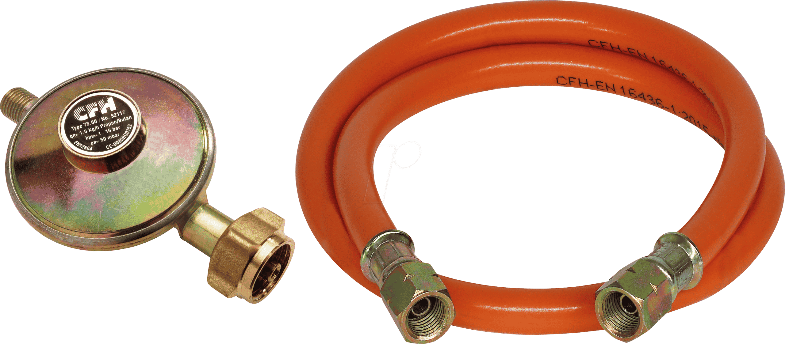 CFH 52452 - Druckregler 50 mbar/ 80 cm Gasschlauch 1/4'' lks.