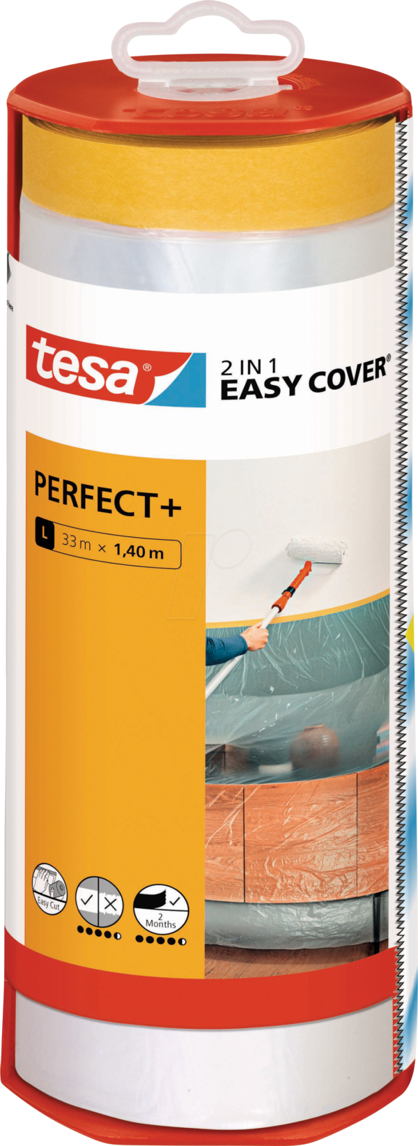 TESA 56571 - Malerband mit Abdeckfolie tesa Easy Cover Perfect+ 33 m x 1