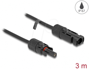 DELOCK 88211 - DL4 Solar Kabel 6 mm² Stecker zu Buchse 3 m schwarz