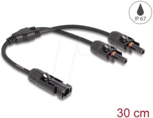 DELOCK 88222 - DL4 Solar Splitter Kabel 1 x Stecker zu 2 x Buchse 30 cm schwarz
