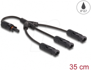 DELOCK 88225 - DL4 Solar Splitter Kabel 1 x Buchse zu 3 x Stecker 35 cm schwarz