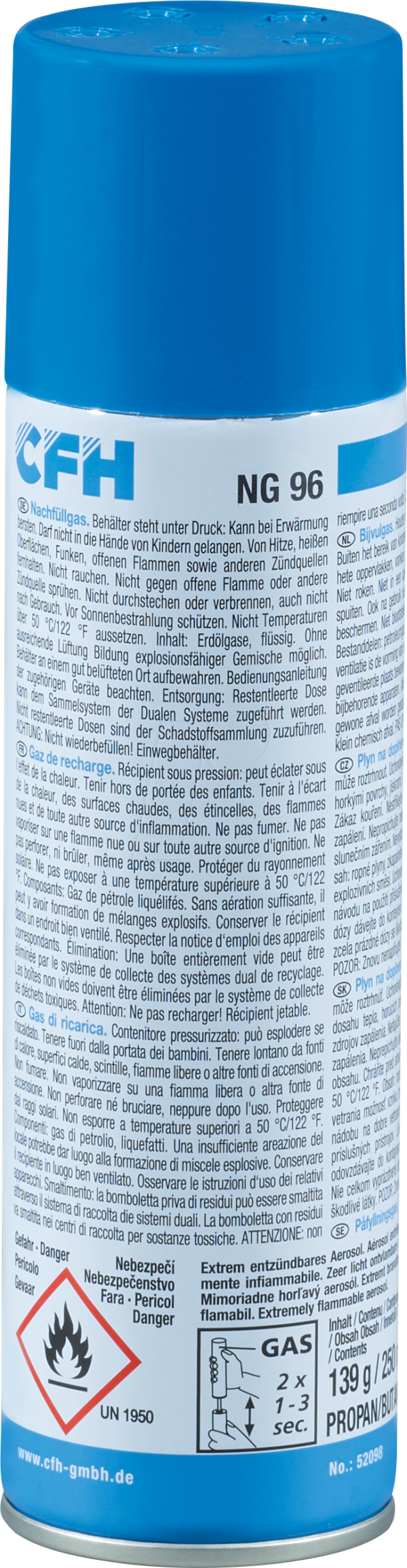 CFH 52096 - Butan-Nachfüllgas 250 ml