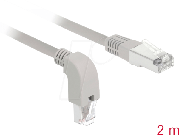 DELOCK 85857 - Patchkabel Cat.5e SF/UTP unten gewinkelt/gerade 2m