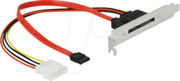 DELOCK 90418 - Slotblech SATA 22 Pin Stecker  > SATA Buchse + Molex 4 pin